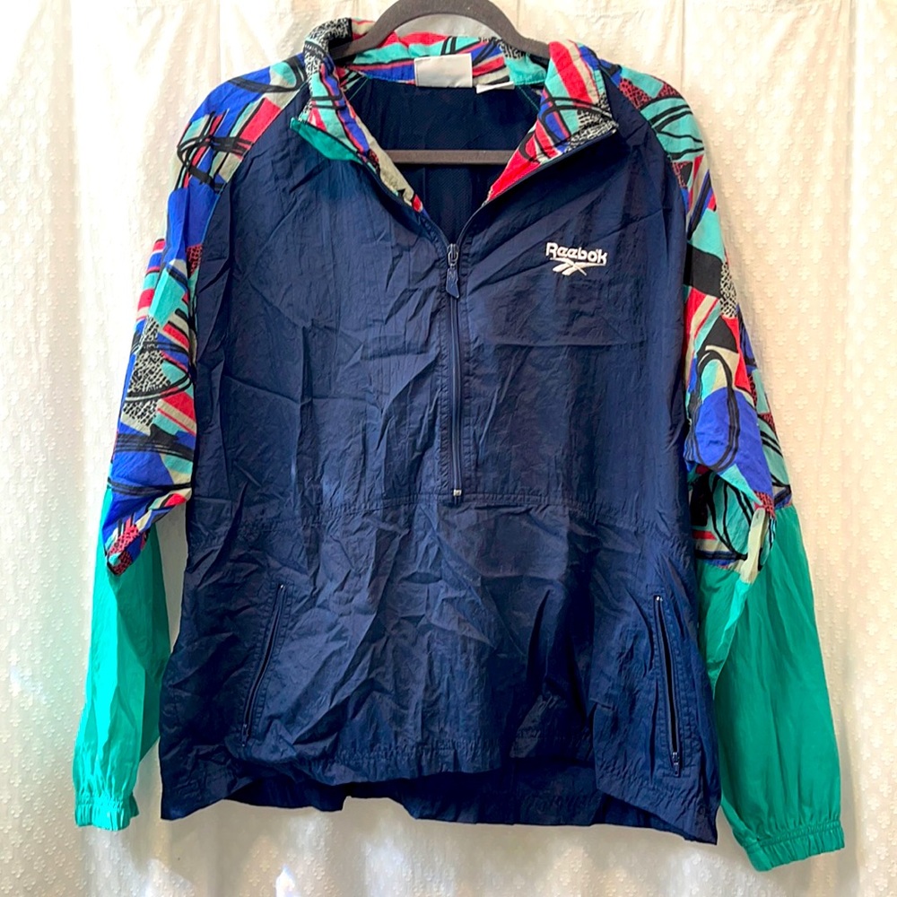 VTG REEBOK • hooded winbreaker MEDIUM